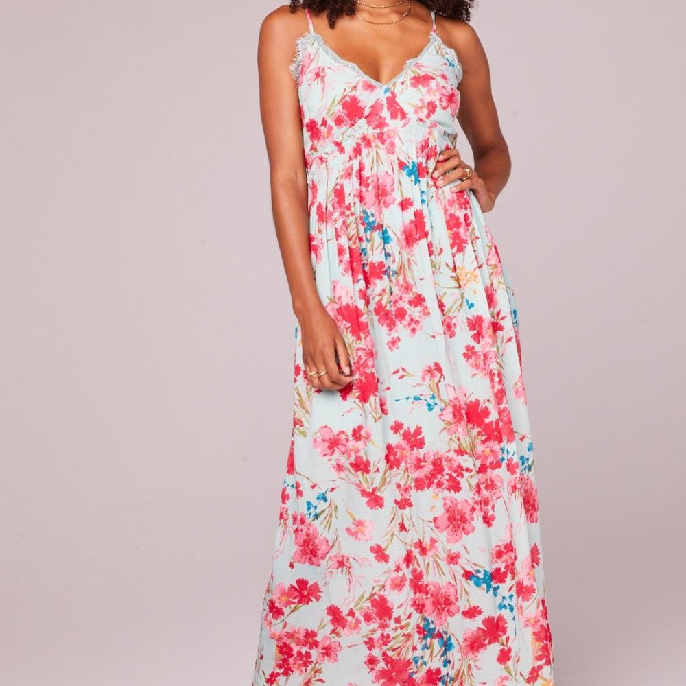 BOG Collective Monique Sky Blue Floral Maxi NWOT